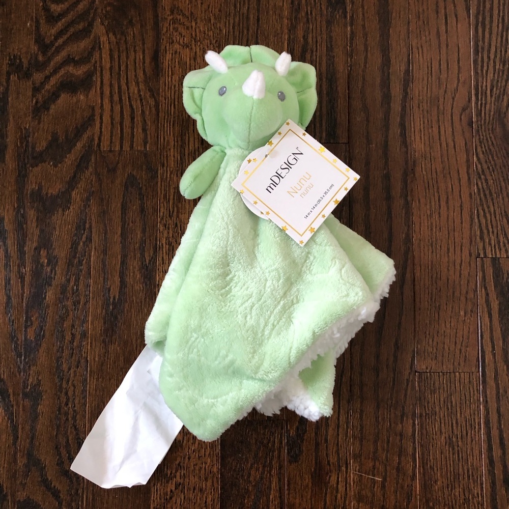 *NWT* mDesign NuNu Infant 14”x14” Lovey Green Dinosaur with Sherpa Soft Fabric